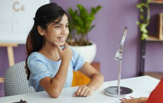 Young child receiving individualized speech therapy support from a trained therapist at OrbRom Center in Phnom Penh